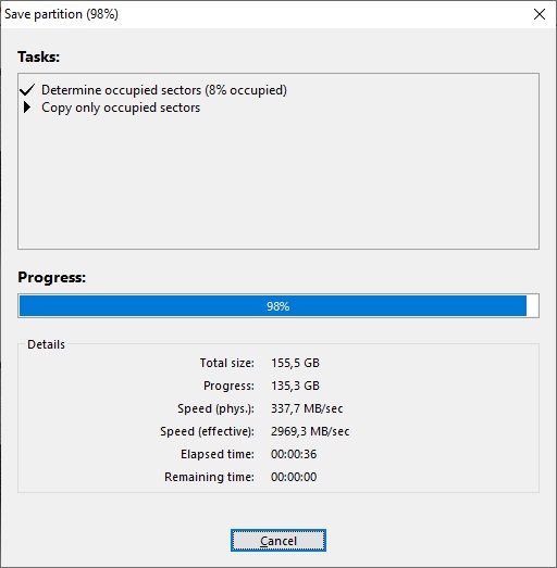 Backup of partition